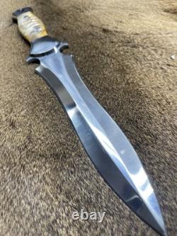 Vintage Bowie Knife Rams Horn Handmade Dagger Knife Combat Fixed Blade Beast