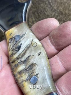 Vintage Bowie Knife Rams Horn Handmade Dagger Knife Combat Fixed Blade Beast