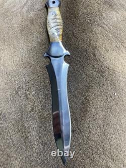 Vintage Bowie Knife Rams Horn Handmade Dagger Knife Combat Fixed Blade Beast