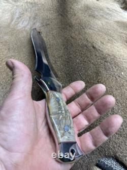 Vintage Bowie Knife Rams Horn Handmade Dagger Knife Combat Fixed Blade Beast