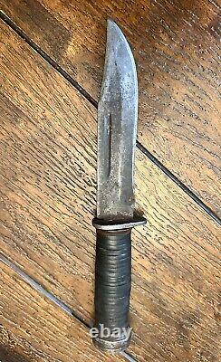 Vintage CATTARAUGUS 225Q WW2 Military Combat Knife Dagger & Leather Sheath