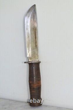 Vintage CATTARAUGUS 225Q WW2 Military Combat Knife Dagger & Leather Sheath