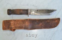 Vintage CATTARAUGUS 225Q WW2 Military Combat Knife Dagger & Leather Sheath