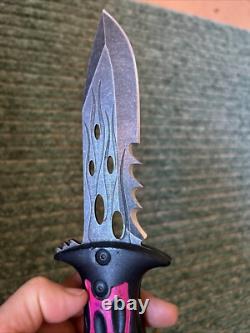 Vintage Coaster USA Dagger Knife Sheath Skull Flames Black Red Stainless MU1136
