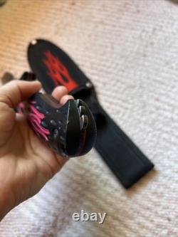 Vintage Coaster USA Dagger Knife Sheath Skull Flames Black Red Stainless MU1136