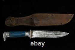 Vintage Combat Trench Eagle Head Blue Handle Knife Dagger