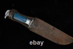 Vintage Combat Trench Eagle Head Blue Handle Knife Dagger