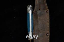Vintage Combat Trench Eagle Head Blue Handle Knife Dagger