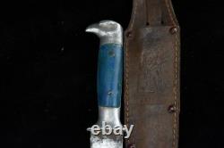 Vintage Combat Trench Eagle Head Blue Handle Knife Dagger