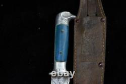 Vintage Combat Trench Eagle Head Blue Handle Knife Dagger