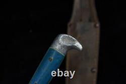 Vintage Combat Trench Eagle Head Blue Handle Knife Dagger