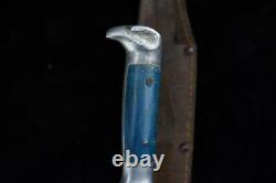 Vintage Combat Trench Eagle Head Blue Handle Knife Dagger