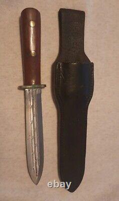 Vintage Custom Made Fighting Combat Knife with Leather Sheath
