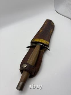 Vintage Dagger Fighting Style Knife Wood Handle no brand fixed blade 6