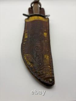 Vintage Dagger Fighting Style Knife Wood Handle no brand fixed blade 6