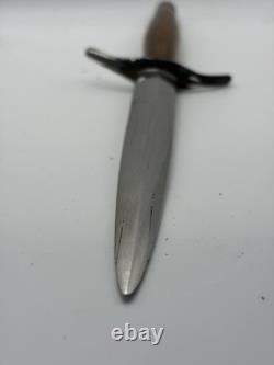 Vintage Dagger Fighting Style Knife Wood Handle no brand fixed blade 6