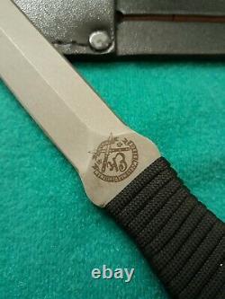 Vintage EK Commando dagger Knife-Pig Sticker-Black cord wrapped handle-sheath