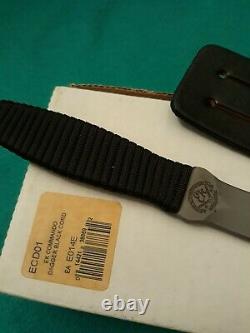 Vintage EK Commando dagger Knife-Pig Sticker-Black cord wrapped handle-sheath