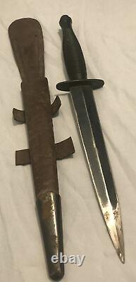 Vintage Fairbairn Sykes Sheffield England Fighting Knife Dagger & Sheath