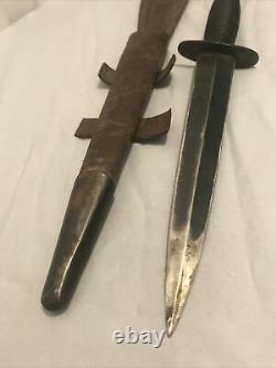 Vintage Fairbairn Sykes Sheffield England Fighting Knife Dagger & Sheath