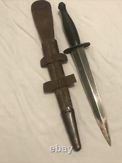 Vintage Fairbairn Sykes Sheffield England Fighting Knife Dagger & Sheath