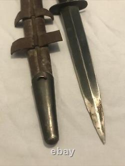 Vintage Fairbairn Sykes Sheffield England Fighting Knife Dagger & Sheath