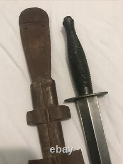 Vintage Fairbairn Sykes Sheffield England Fighting Knife Dagger & Sheath