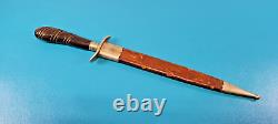 Vintage German F. Herder Abr. Sohn Solingen Dagger Knife Dirk + Leather Scabbard