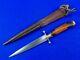 Vintage German Germany Stag Hunting Fighting Knife Dagger With Sheath