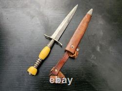Vintage German Solingen R & W NAVY Dagger Knife + Sheath