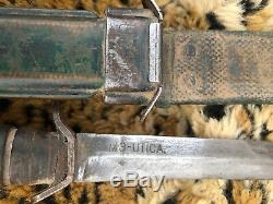 Vintage H. Utica US M3 Military Trench Fighting Knife Dagger Combat Blade