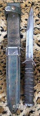 Vintage H. Utica US M3 Military Trench Fighting Knife Dagger Combat Blade