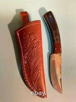 Vintage Handmade Damascus Steel Inlaid Handle Dagger Bowie Style Fighting Knifes