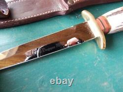 Vintage LINDER Solingen Germany 440 DAGGER Knife withsheath MINT STAG handle