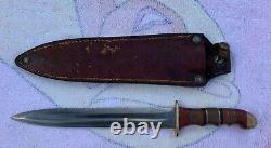 Vintage Large Dagger Knife 8 1/2L Blade With Sheath