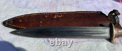 Vintage Large Dagger Knife 8 1/2L Blade With Sheath