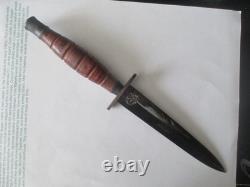 Vintage Model 514 1st Special Forces Dagger withScabbard and Wooden Display Stand