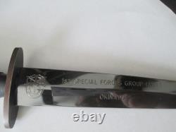 Vintage Model 514 1st Special Forces Dagger withScabbard and Wooden Display Stand