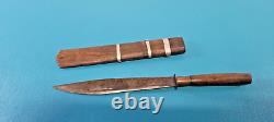 Vintage Philippines Moro Kris Knife Dagger with Wood Sheath