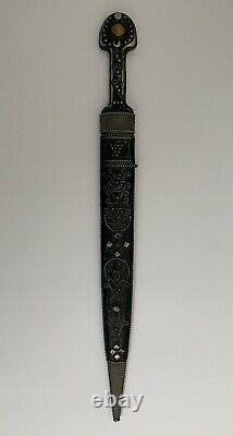 Vintage Siberian Dagger Knife with Nickel Silver Sheath & Handle