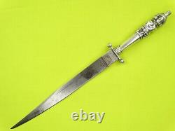 Vintage South America Nude Woman Figural Handle Large Fighting Dagger Knife