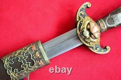 Vintage Sword Katana Chinese Damascus Blade Copper Sheath Dagger Fighting Knife