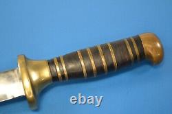 Vintage Theatre Military Style Knife Dagger Brass & Leather Handle