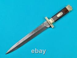 Vintage US Custom Made Damascus Blade Fighting Knife Stiletto Dagger Large