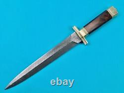 Vintage US Custom Made Damascus Blade Fighting Knife Stiletto Dagger Large