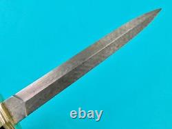 Vintage US Custom Made Damascus Blade Fighting Knife Stiletto Dagger Large