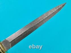 Vintage US Custom Made Damascus Blade Fighting Knife Stiletto Dagger Large