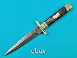 Vintage US Custom Made Damascus Blade Fighting Knife Stiletto Dagger Small