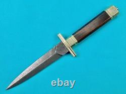 Vintage US Custom Made Damascus Blade Fighting Knife Stiletto Dagger Small