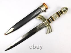 Vintage US Custom Made Large & Heavy Dagger Fighting Knife with Scabbard